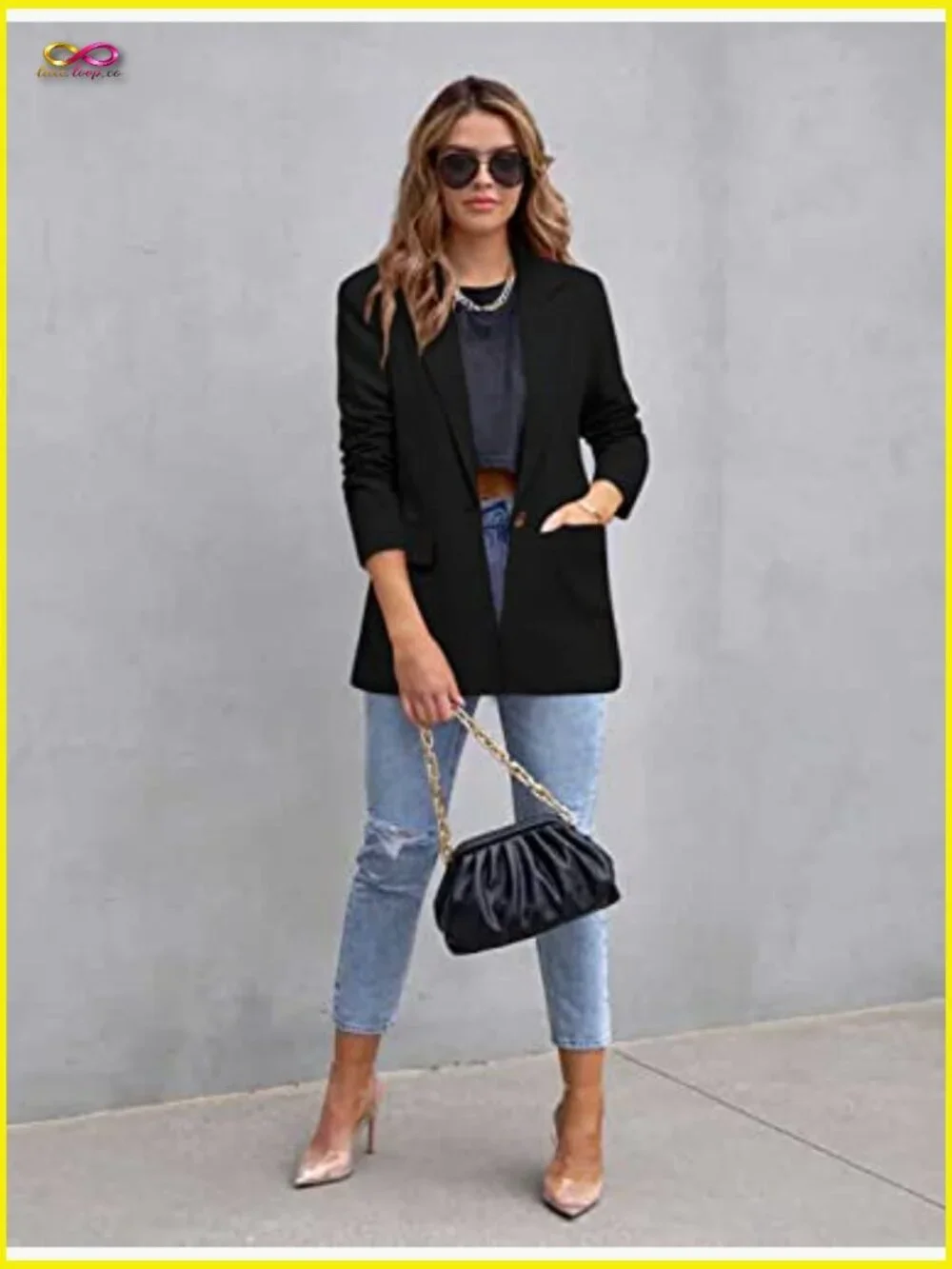 Long Sleeve Open Front Blazer Lightweight Work Office Casual Chic